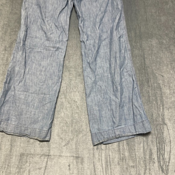Gap Wide Leg Pants Women 4 Blue Cotton Chambray Mid Rise Relaxed Fit Resort Wear - Picture 14 of 16